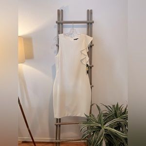 Antonio Melani Size 8 Sleeveless Cream Ruffle Dress